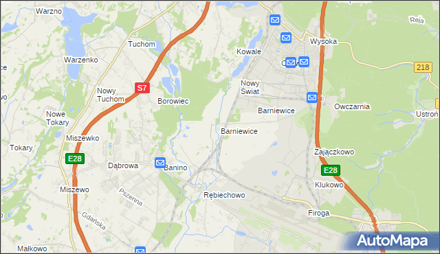 mapa Barniewice, Barniewice na mapie Targeo