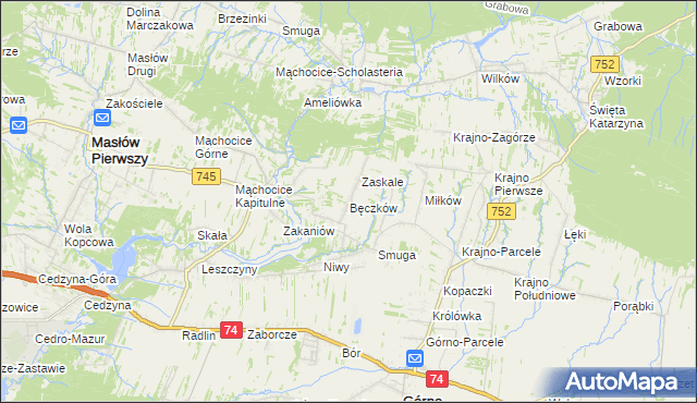 mapa Bęczków, Bęczków na mapie Targeo