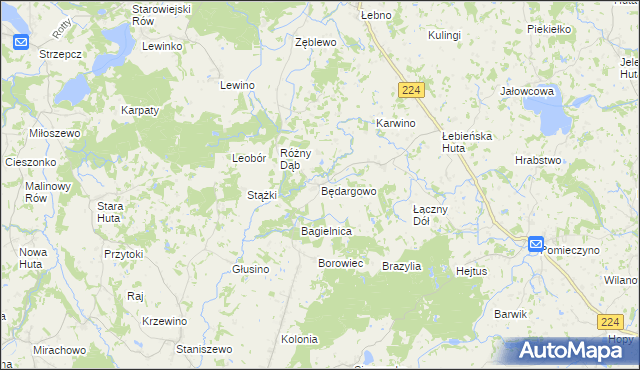 mapa Będargowo gmina Szemud, Będargowo gmina Szemud na mapie Targeo