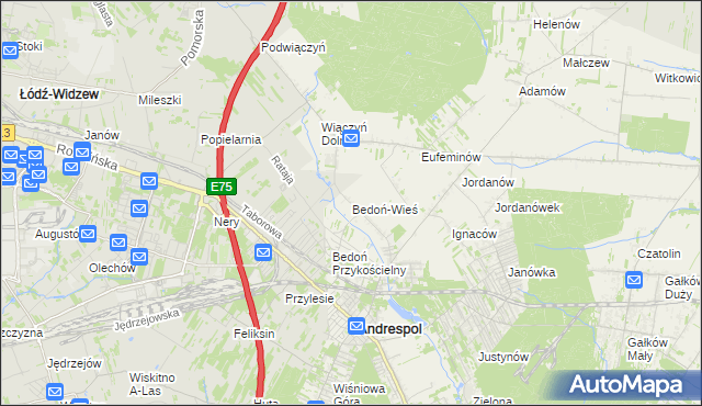 mapa Bedoń-Wieś, Bedoń-Wieś na mapie Targeo