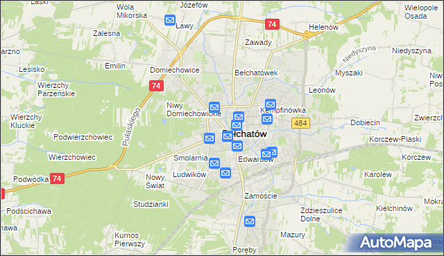 mapa Bełchatów, Bełchatów na mapie Targeo