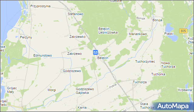 mapa Belęcin, Belęcin na mapie Targeo