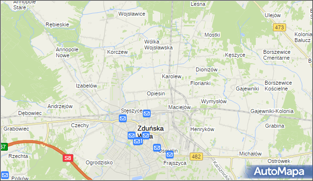 mapa Beniaminów gmina Zduńska Wola, Beniaminów gmina Zduńska Wola na mapie Targeo