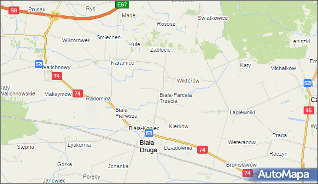 mapa Biała-Parcela Trzecia, Biała-Parcela Trzecia na mapie Targeo