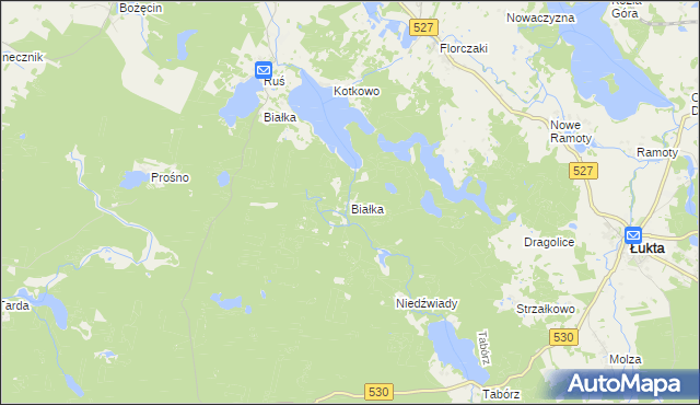 mapa Białka gmina Łukta, Białka gmina Łukta na mapie Targeo