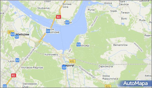 mapa Białobrzegi gmina Nieporęt, Białobrzegi gmina Nieporęt na mapie Targeo