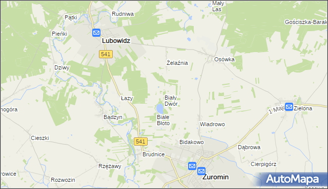 mapa Biały Dwór gmina Lubowidz, Biały Dwór gmina Lubowidz na mapie Targeo