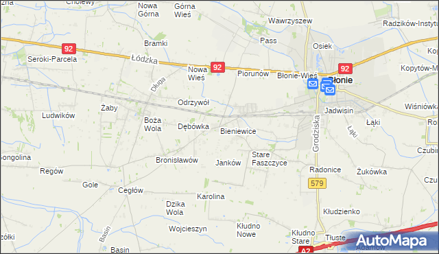 mapa Bieniewice, Bieniewice na mapie Targeo