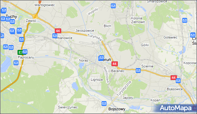 mapa Bieruń, Bieruń na mapie Targeo