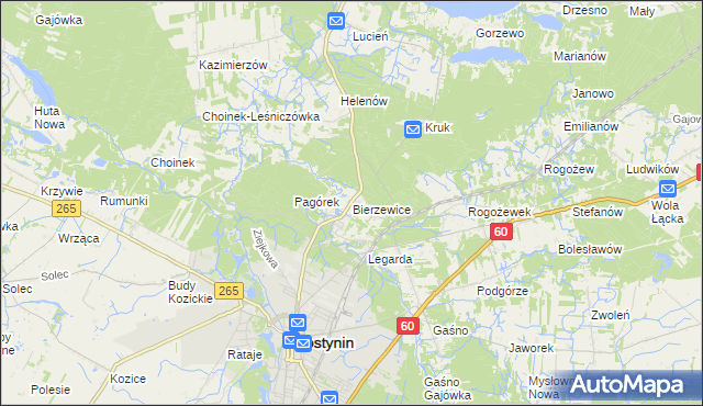 mapa Bierzewice, Bierzewice na mapie Targeo