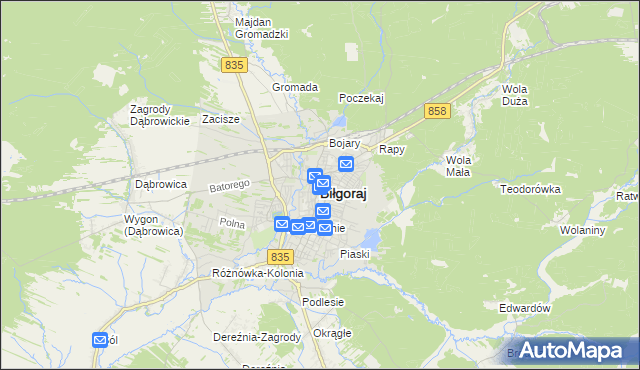 mapa Biłgoraj, Biłgoraj na mapie Targeo
