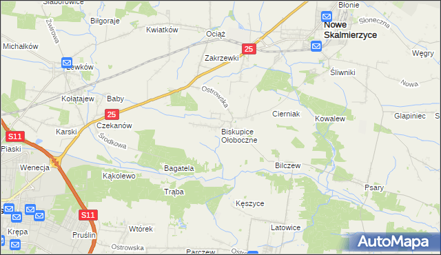 mapa Biskupice Ołoboczne, Biskupice Ołoboczne na mapie Targeo