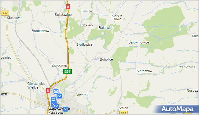 mapa Bobolice gmina Ząbkowice Śląskie, Bobolice gmina Ząbkowice Śląskie na mapie Targeo