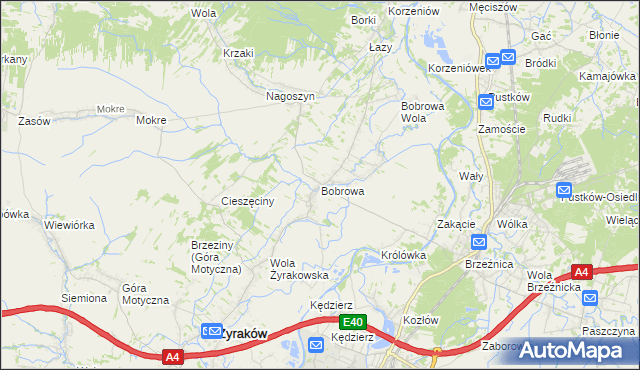 mapa Bobrowa gmina Żyraków, Bobrowa gmina Żyraków na mapie Targeo