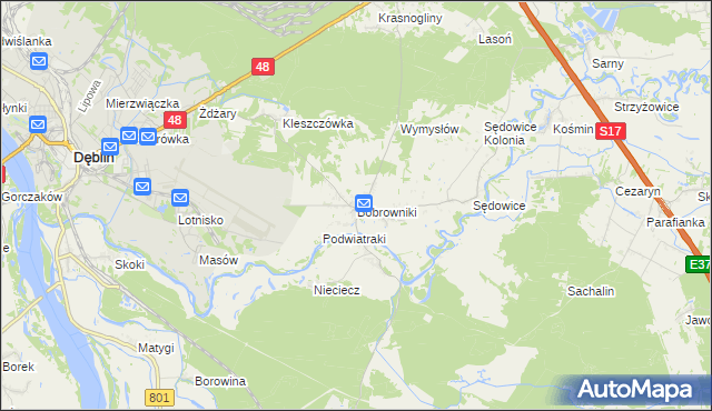 mapa Bobrowniki gmina Ryki, Bobrowniki gmina Ryki na mapie Targeo