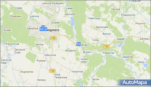 mapa Bocheniec gmina Małogoszcz, Bocheniec gmina Małogoszcz na mapie Targeo