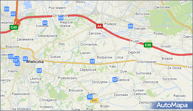 mapa Bodzanów gmina Biskupice, Bodzanów gmina Biskupice na mapie Targeo