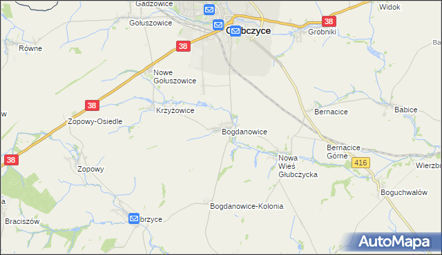 mapa Bogdanowice, Bogdanowice na mapie Targeo