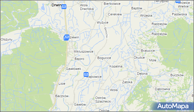 mapa Bogucice gmina Bochnia, Bogucice gmina Bochnia na mapie Targeo