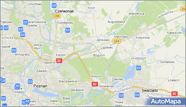 mapa Bogucin gmina Swarzędz, Bogucin gmina Swarzędz na mapie Targeo