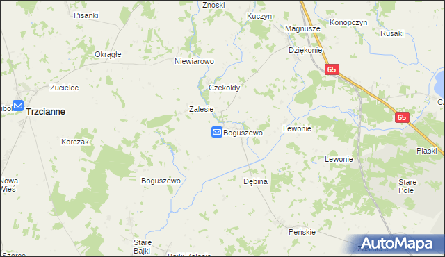 mapa Boguszewo gmina Mońki, Boguszewo gmina Mońki na mapie Targeo