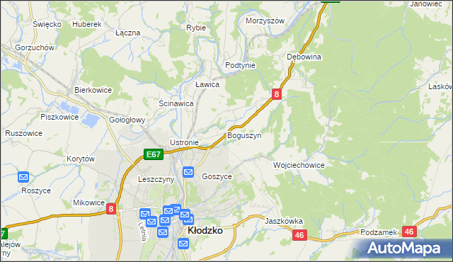 mapa Boguszyn gmina Kłodzko, Boguszyn gmina Kłodzko na mapie Targeo