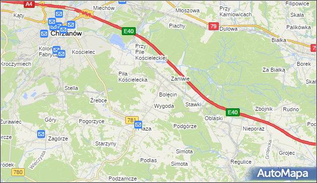 mapa Bolęcin gmina Trzebinia, Bolęcin gmina Trzebinia na mapie Targeo