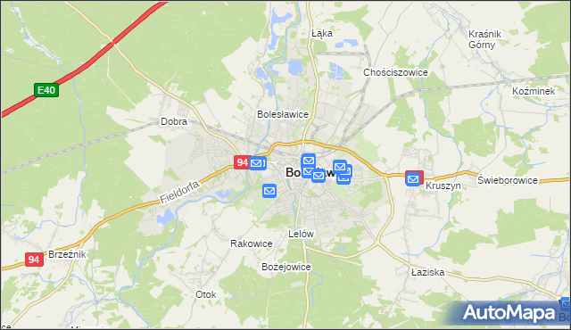 mapa Bolesławca, Bolesławiec na mapie Targeo