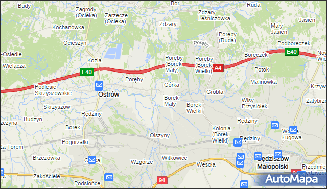 mapa Borek Mały, Borek Mały na mapie Targeo