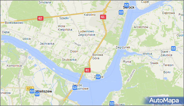 mapa Borowa Góra gmina Serock, Borowa Góra gmina Serock na mapie Targeo