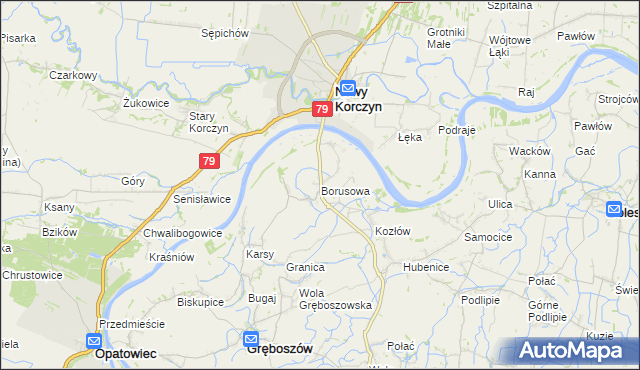 mapa Borusowa, Borusowa na mapie Targeo