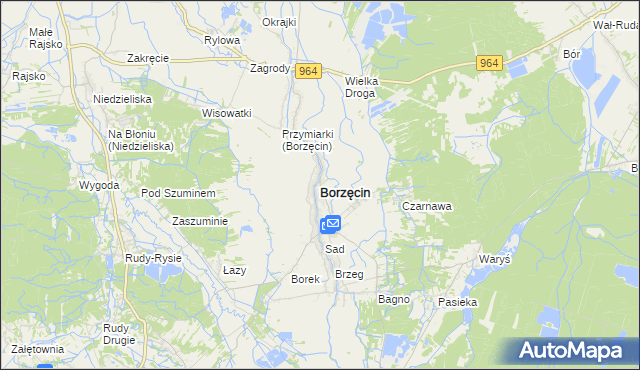 mapa Borzęcin powiat brzeski, Borzęcin powiat brzeski na mapie Targeo