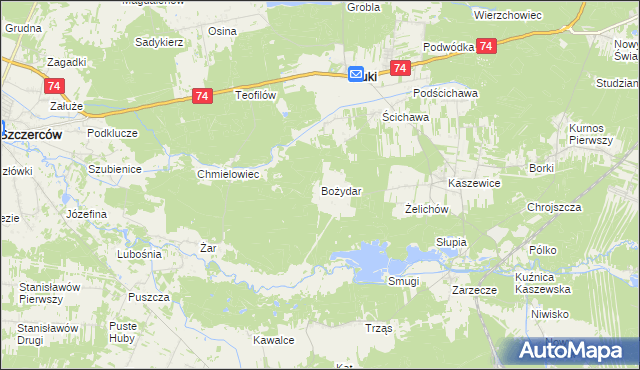 mapa Bożydar gmina Kluki, Bożydar gmina Kluki na mapie Targeo