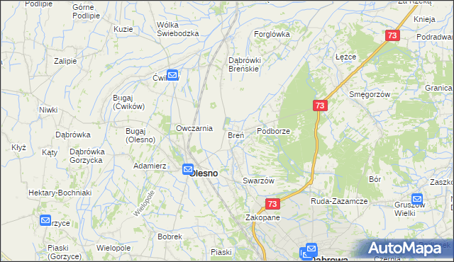 mapa Breń gmina Olesno, Breń gmina Olesno na mapie Targeo