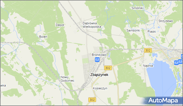 mapa Bronikowo gmina Zbąszynek, Bronikowo gmina Zbąszynek na mapie Targeo