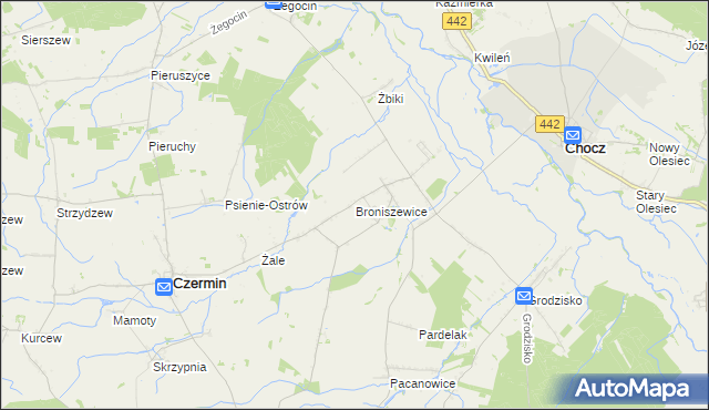 mapa Broniszewice, Broniszewice na mapie Targeo