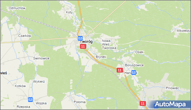 mapa Brynek, Brynek na mapie Targeo