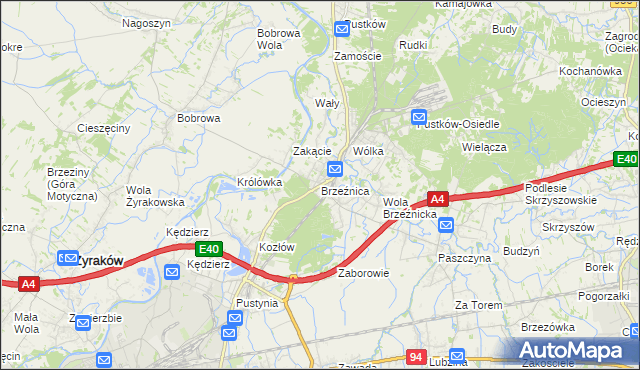 mapa Brzeźnica gmina Dębica, Brzeźnica gmina Dębica na mapie Targeo