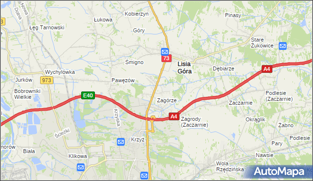 mapa Brzozówka gmina Lisia Góra, Brzozówka gmina Lisia Góra na mapie Targeo
