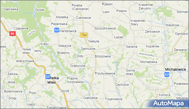 mapa Brzozówka gmina Zielonki, Brzozówka gmina Zielonki na mapie Targeo