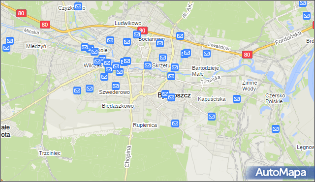 mapa Bydgoszczy, Bydgoszcz na mapie Targeo