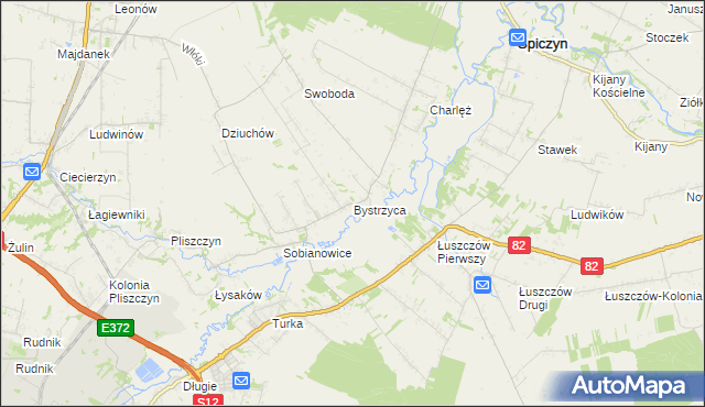 mapa Bystrzyca gmina Wólka, Bystrzyca gmina Wólka na mapie Targeo