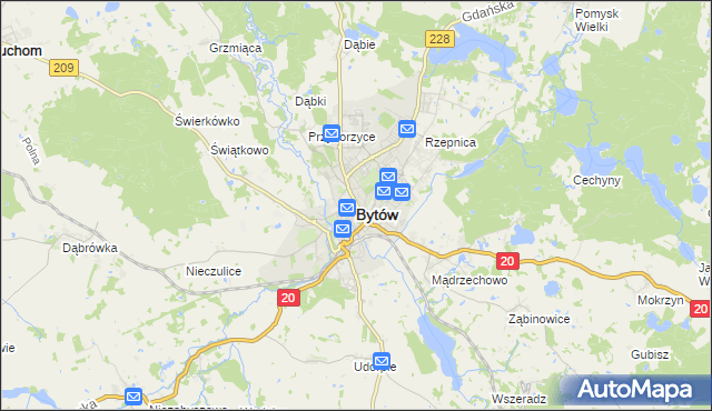 mapa Bytów, Bytów na mapie Targeo