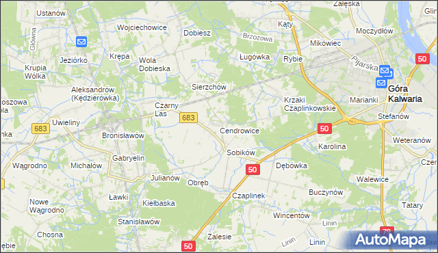 mapa Cendrowice, Cendrowice na mapie Targeo