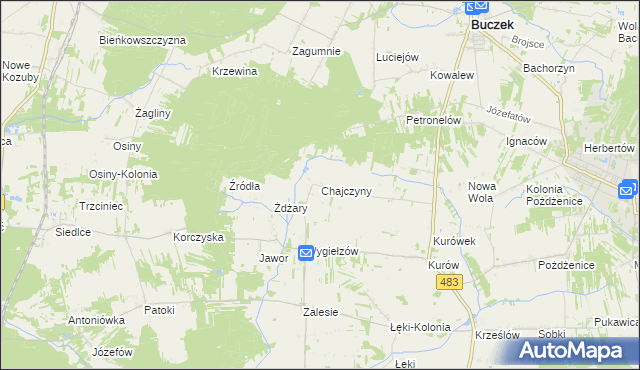mapa Chajczyny, Chajczyny na mapie Targeo