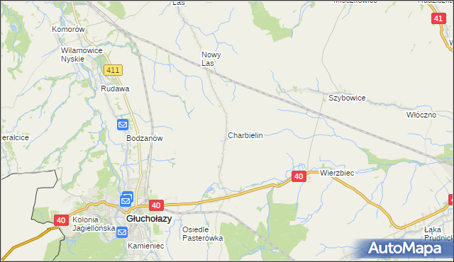 mapa Charbielin gmina Głuchołazy, Charbielin gmina Głuchołazy na mapie Targeo