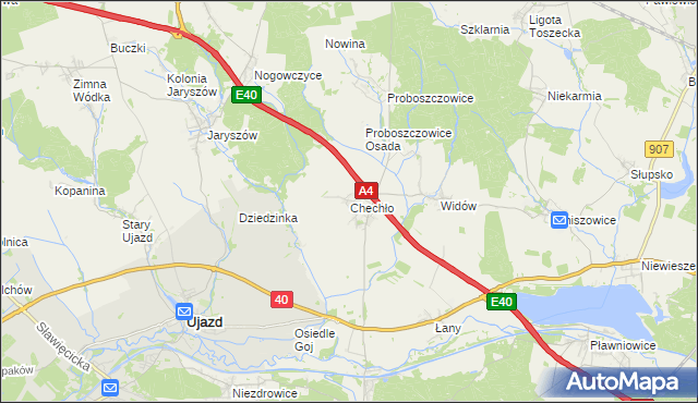 mapa Chechło gmina Rudziniec, Chechło gmina Rudziniec na mapie Targeo