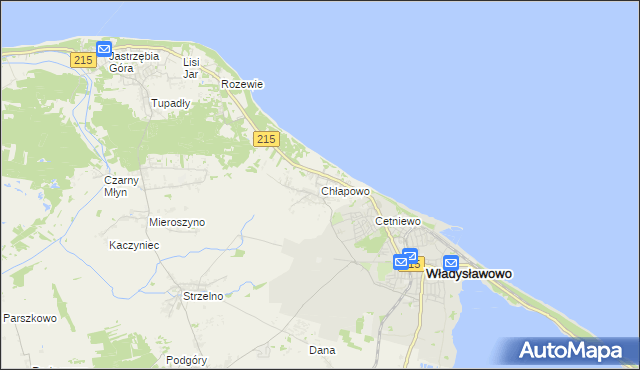 mapa Chłapowo gmina Władysławowo, Chłapowo gmina Władysławowo na mapie Targeo