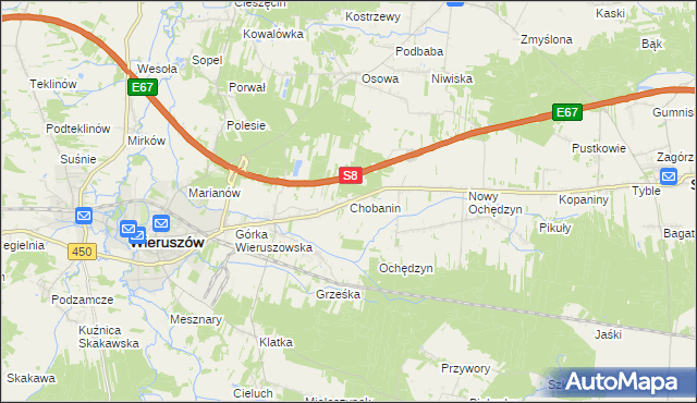 mapa Chobanin, Chobanin na mapie Targeo