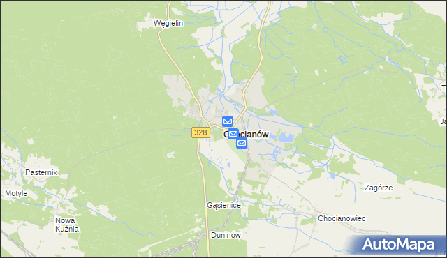 mapa Chocianów, Chocianów na mapie Targeo